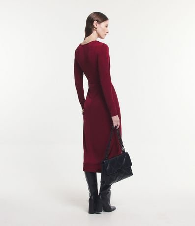 Vestido en Malla Polyvelour con Cuello Degagê y Detalle Pliegado 3