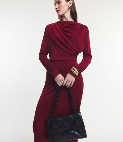 Vestido en Malla Polyvelour con Cuello Degagê y Detalle Pliegado 6