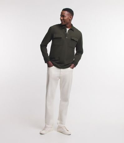 Buzo en Media malla Acanalada con Botones en el Cuello 2