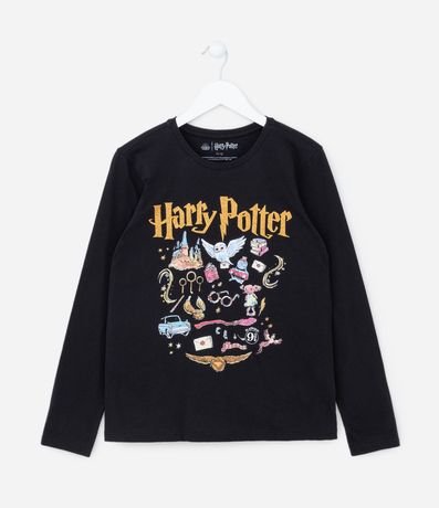 Remera Infantil Manga Larga con Estampa Harry Potter - Talle 5 a 14 años