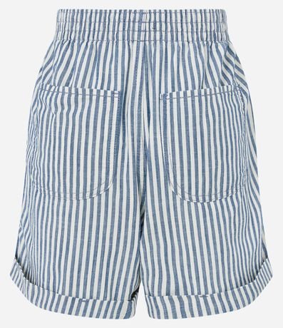 Short en Sarga con Bajo Plegado y Estampado de Rayas 2