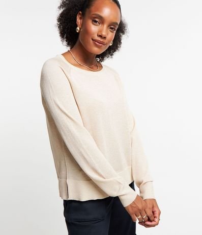 Suéter Amplio de Punto con Cuello Redondo