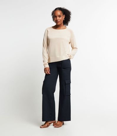 Suéter Amplio de Punto con Cuello Redondo 2