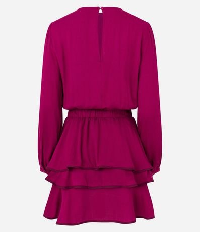 Vestido Corto en Viscosa con Volados en la Pollera 7