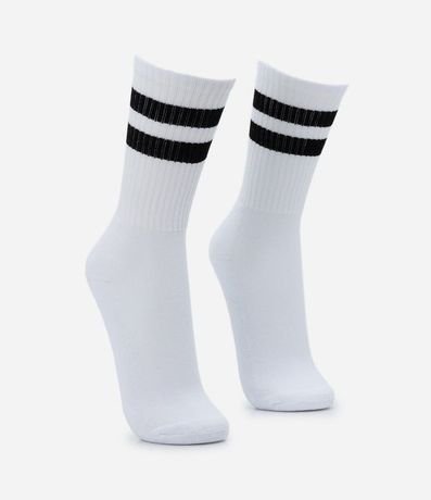 Media Caña Larga en Algodón con Textura Acanalada y Rayas 2