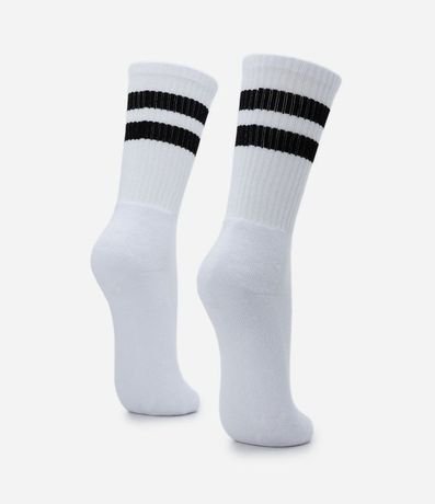 Media Caña Larga en Algodón con Textura Acanalada y Rayas 3
