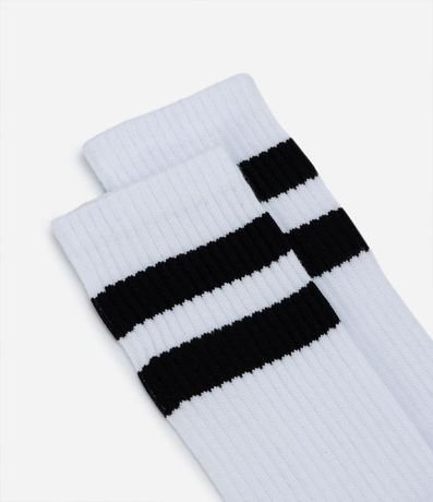 Media Caña Larga en Algodón con Textura Acanalada y Rayas 4