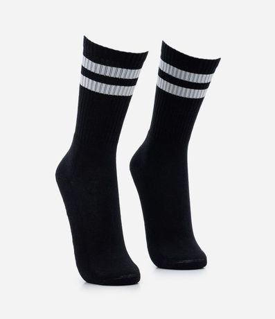 Media Caña Larga en Algodón con Textura Acanalada y Rayas 2