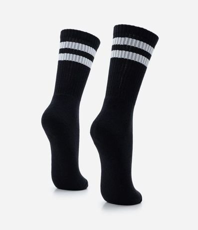 Media Caña Larga en Algodón con Textura Acanalada y Rayas 3