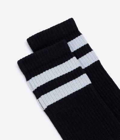 Media Caña Larga en Algodón con Textura Acanalada y Rayas 4