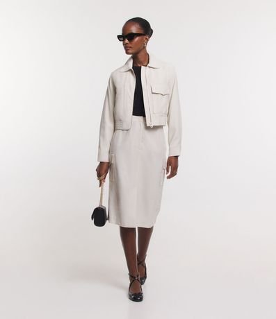 Pollera Midi Sastrería en Viscosa con Bolsillos Laterales 1