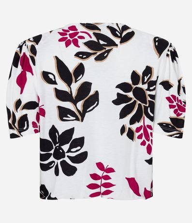 Blusa en Viscosa con Manga Abullonada y Estampado Follajes y Flores 7