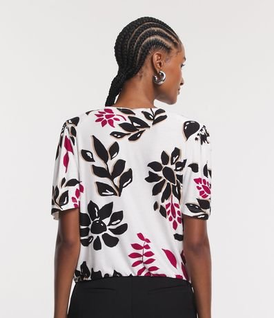 Blusa en Viscosa con Manga Abullonada y Estampado Follajes y Flores 3