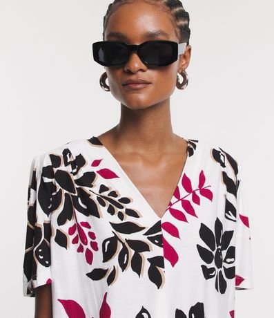Blusa en Viscosa con Manga Abullonada y Estampado Follajes y Flores 5