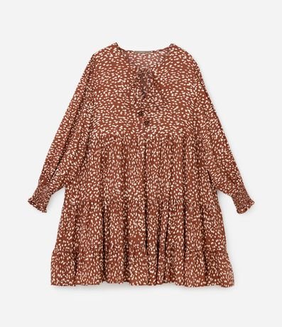 Vestido Amplio Manga Larga con Estampa de Lunares Irregulares Curve & Plus Size 6