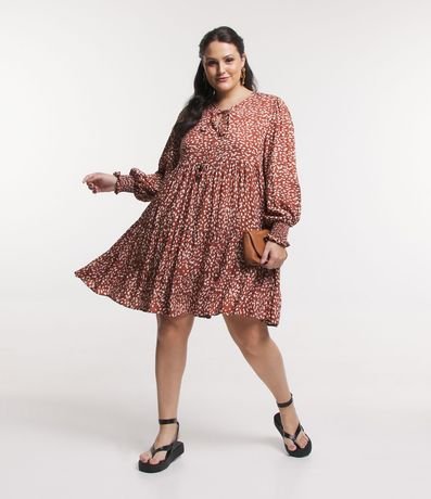 Vestido Amplio Manga Larga con Estampa de Lunares Irregulares Curve & Plus Size 2