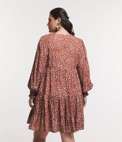 Vestido Amplio Manga Larga con Estampa de Lunares Irregulares Curve & Plus Size 3