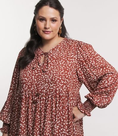 Vestido Amplio Manga Larga con Estampa de Lunares Irregulares Curve & Plus Size 4