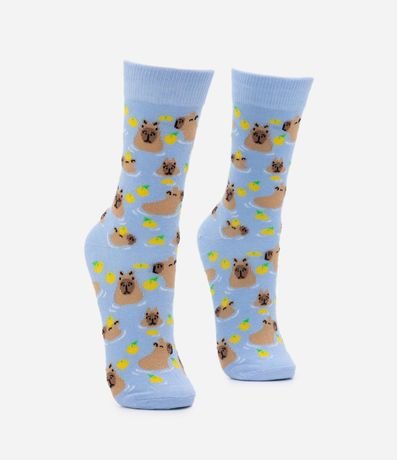 Media Caña Larga en Algodón con Estampa Carpincho 2