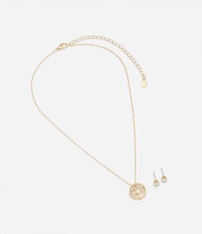 Conjunto Caravana y Collar con Colgante da Árbol de la Vida y Punto de Luz 3