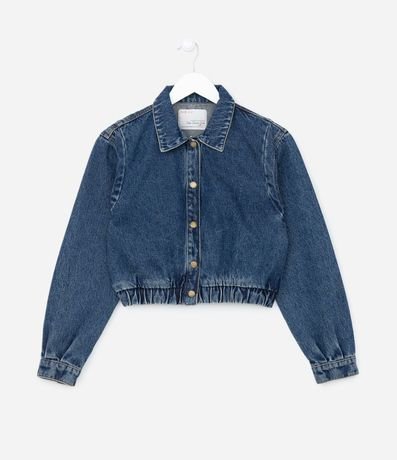 Campera Bomber Infantil en Jeans con Botones por Presión - Talle 5 a 14 años