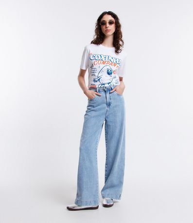 Pantalón Wide Leg en Jeans con Cinturón