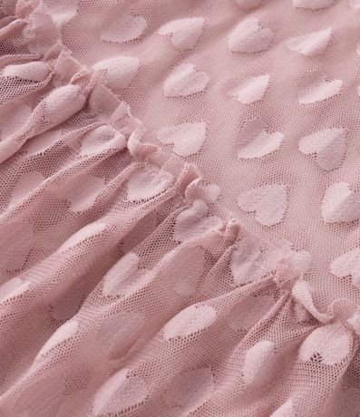 Vestido en Tule Infantil Manga Larga con Corazones - Talle 5 a 14 años 2