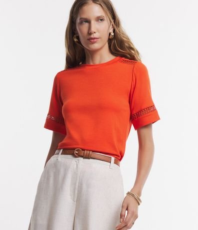 Blusa en Algodón con Entremedios en la Manga y Detalle en el Hombro 1