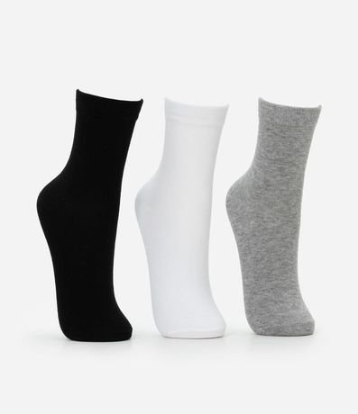 Kit 03 Medias Caño Mediano en Algodón sin Costura y con Textura Acanalada 2