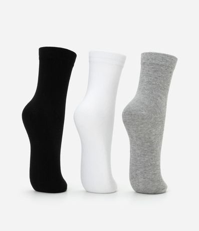 Kit 03 Medias Caño Mediano en Algodón sin Costura y con Textura Acanalada 3