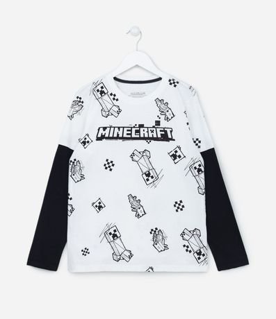 Remera Manga Larga Infantil con Superposición y Estampa Minecraft - Talle 6 a 14 años