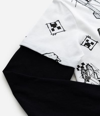 Remera Manga Larga Infantil con Superposición y Estampa Minecraft - Talle 6 a 14 años 4