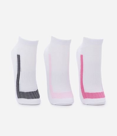 Kit 03 Medias Caña Corta Sin Costura con Rayas Contrastantes 2