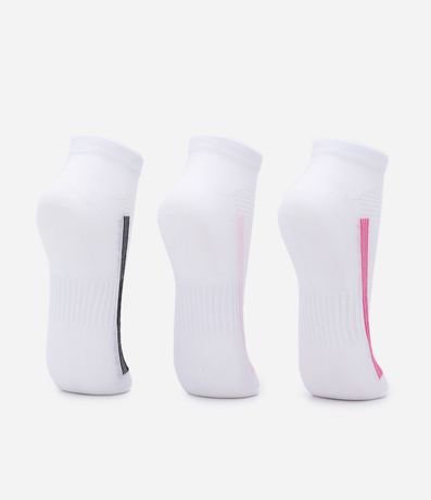 Kit 03 Medias Caña Corta Sin Costura con Rayas Contrastantes 3