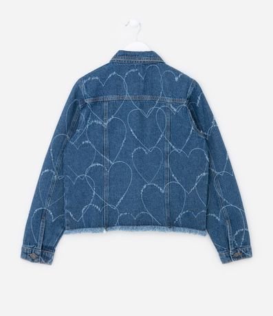 Campera Cropped Infantil en Jeans con Estampa de Corazones - Talle 5 a 14 años 2