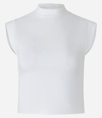 Blusa Musculosa Cropped en Rib con Cuello Alto 4