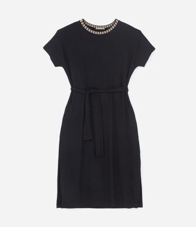 Vestido Midi con Cuello Contrastante y Lazo Curve & Plus Size 5