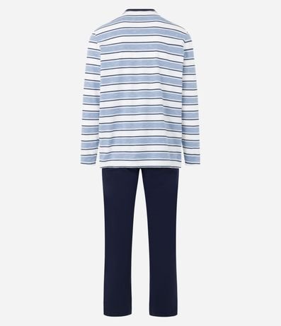 Pijama Largo en Flamê con Estampado Texturizada Rayas 7