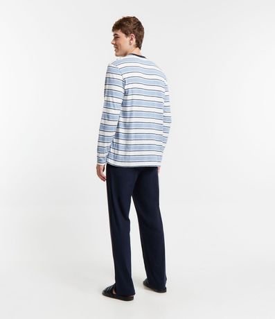 Pijama Largo en Flamê con Estampado Texturizada Rayas 3