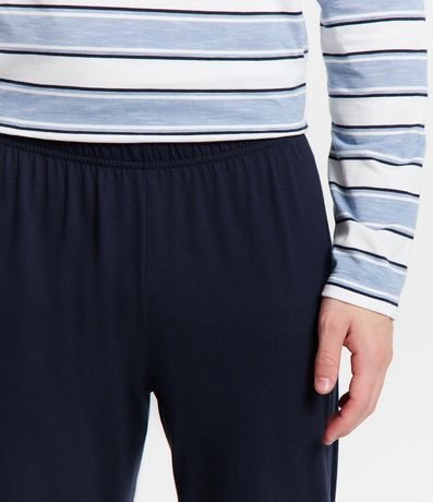 Pijama Largo en Flamê con Estampado Texturizada Rayas 5
