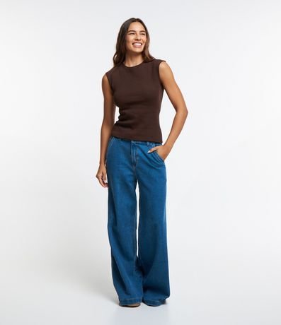 Pantalón Palazzo en Jeans con Bolsillos 1