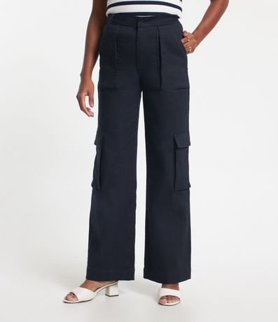 Pantalón Recto en Sarga con Bolsillos Cargo 2