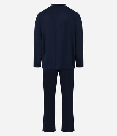 Pijama Largo en Media Malla con Contraste en la Vista 6