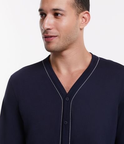 Pijama Largo en Media Malla con Contraste en la Vista 3