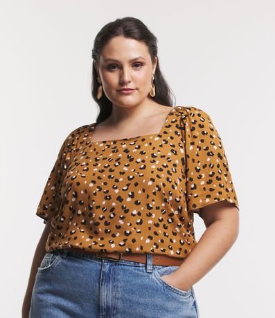 Blusa en Viscosa con Estampado de Leopardo Curve & Plus Size 1