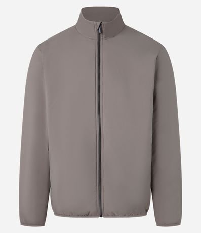 Campera en Tricolina con Cuello Alto y Cierre por Cremallera