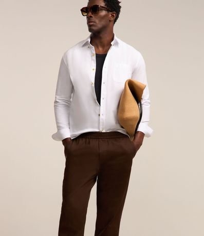 Pantalón Sarga con Cintura Elástica y Textura Espina de Pez 2