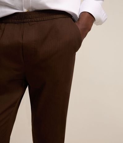 Pantalón Sarga con Cintura Elástica y Textura Espina de Pez 3