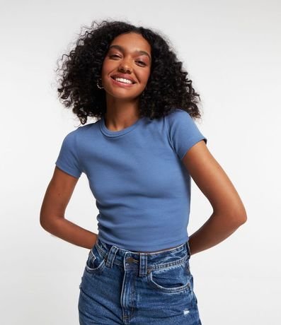 Blusa en Rib Acanalada con Manga Corta 1