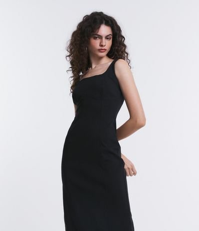 Vestido New Midi en Bengalina con Escote Cuadrado 2